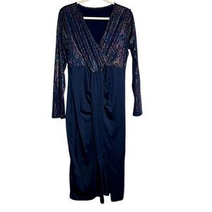 SHEIN Allurite V-neck Pleated Long Sleeve Star Dress 12 XL